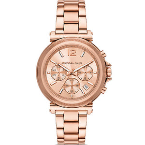 Michael Kors Maren Chronograph Rose Gold Dial Rose Gold Steel Strap Watch for Women - MK7494