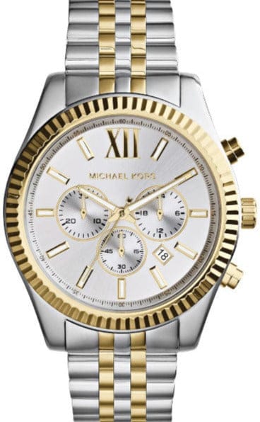Michael Kors Lexington Silver Dial Two Tone Steel Strap Watch for Men - MK8344