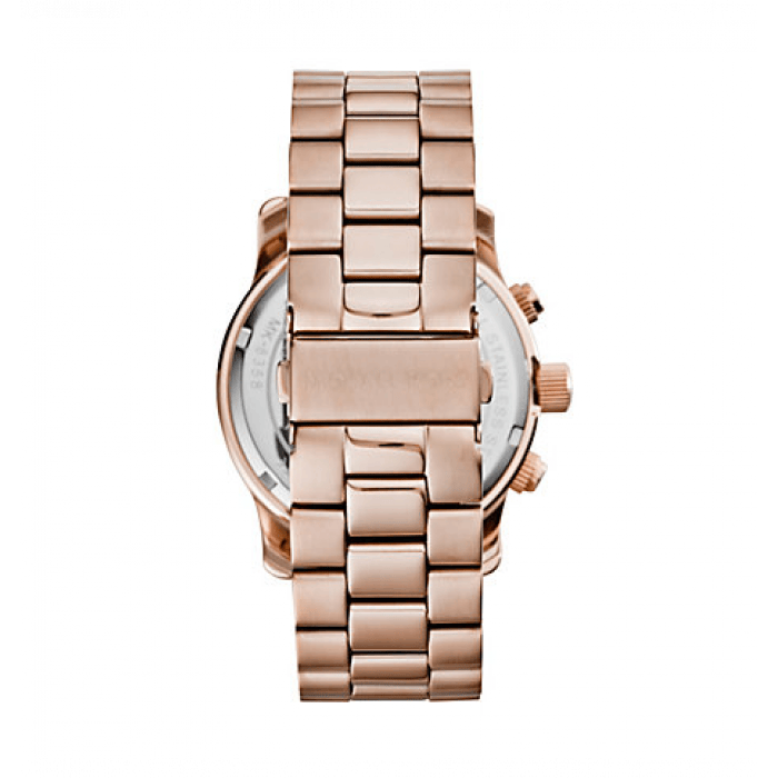 Michael Kors Runway Stop Hunger Quartz Blue Dial Rose Gold Steel Strap Watch For Men - MK8358