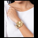 Michael Kors Slim Runway Quartz Gold Dial Gold Mesh Bracelet Watch For Women - MK8625