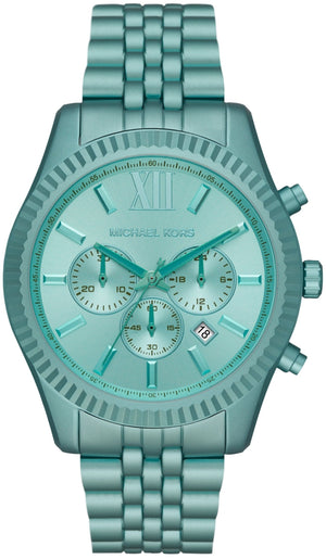 Michael Kors Lexington Chronograph Turquoise Dial Turquoise Steel Strap Watch For Men - MK8793