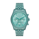 Michael Kors Lexington Chronograph Turquoise Dial Turquoise Steel Strap Watch For Men - MK8793