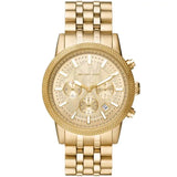 Michael Kors Hutton Chronograph Gold Dial Gold Steel Strap Watch For Men - MK8953