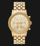 Michael Kors Hutton Chronograph Gold Dial Gold Steel Strap Watch For Men - MK8953