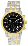 Michael Kors Hutton Chronograph Black Dial Two Tone Steel Strap Watch For Men - MK8954