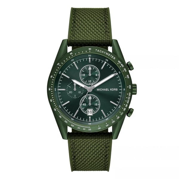 Michael Kors Accelerator Chronograph Green Dial Green Nylon Strap Watch for Men - MK9144