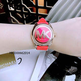 Michael Kors Janelle Three Hand Red Dial Red Rubber Strap Watch For Women - MK7142