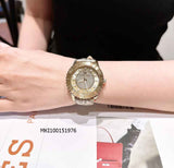 Michael Kors Runway Three Hand Quartz Gold Dial Brown Leather Strap Watch For Women - MK6999