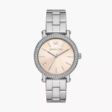 Michael Kors Corey Three Hand Pink Dial Silver Steel Strap Watch for Women - MKO1050