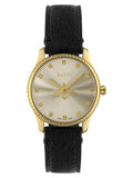 Gucci G Timeless Quartz Silver Dial Black Leather Strap Watch For Women - YA1265023