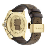 Gucci Dive Doraemon Brown Dial Brown Leather Strap Watch For Men - YA136334