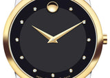 Movado Museum Classic Black Dial Two Tone Steel Strap Watch For Men - 0606879