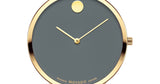 Movado 70th Anniversary Special Edition Grey Dial Grey Leather Strap Watch For Women - 0607140