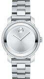 Movado Bold Diamonds Silver Dial Silver Steel Strap Watch for Women - 3600149