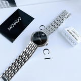 Movado Classic Quartz Black Dial Silver Steel Strap Watch for Men - 0606337