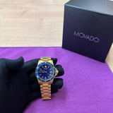 Movado Series 800 Blue Dial Gold Steel Strap Watch For Men - 2600144