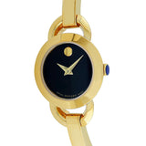 Movado Rondiro 22mm Black Dial Yellow Gold Steel Strap Watch For Women - 0606888