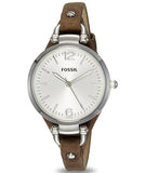 Fossil Georgia White Dial Brown Leather Strap Watch for Women - ES3060