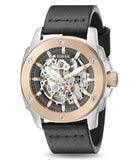 Fossil Modern Machine Automatic Skeleton Dial Black Leather Strap Watch for Men - ME3082