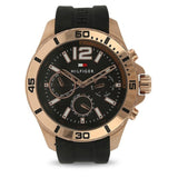 Tommy Hilfiger Sport Multifunction Black Dial Black Rubber Strap Watch for Men - 1791145