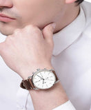 Fossil The Commuter White Dial Brown Leather Strap Watch for Men - FS5402