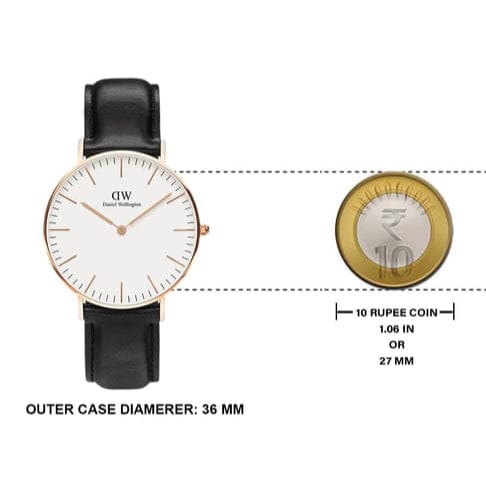 Daniel Wellington Classic Sheffield White Dial Black Leather Strap Watch for Women - DW00100036