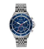 Michael Kors Bayville Chronograph Blue Dial Grey Steel Strap Watch For Men - MK8727