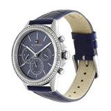 Tommy Hilfiger Ari Quartz Diamonds Blue Dial Blue Leather Strap Watch for Women - 1781979