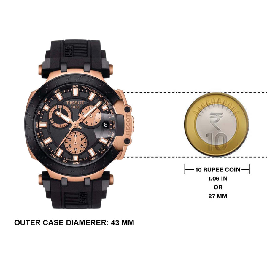 Tissot T Race Chronograph Black Dial Black Silicone Strap Watch For Men - T115.417.37.051.00