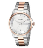 Gucci G Timeless Silver Dial Two Tone Steel Strap Watch For Men - YA126447