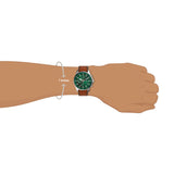 Fossil Dillinger Luggage Chronograph Green Dial Brown Leather Strap Watch for Men - FS5734