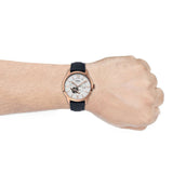 Fossil Townsman Automatic White Dial Navy Blue Leather Strap Watch for Men - ME3171