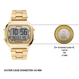 Fossil Retro Digital Gold Dial Gold Steel Strap Watch for Men - FS5843