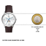 Fossil watch with 10 Rupee coin comparison, 42mm case