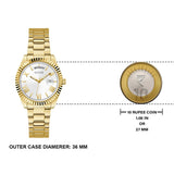 Guess Luna White Dial Gold Steel Strap Watch for Women - GW0308L2