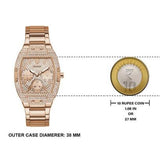 Guess Raven Diamonds Rose Gold Dial Rose Gold Steel Strap Watch for Women - GW0104L3