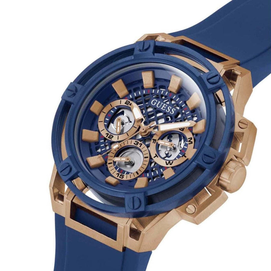Guess Matrix Multifunction Blue Dial Blue Rubber Strap Watch for Men - GW0423G4