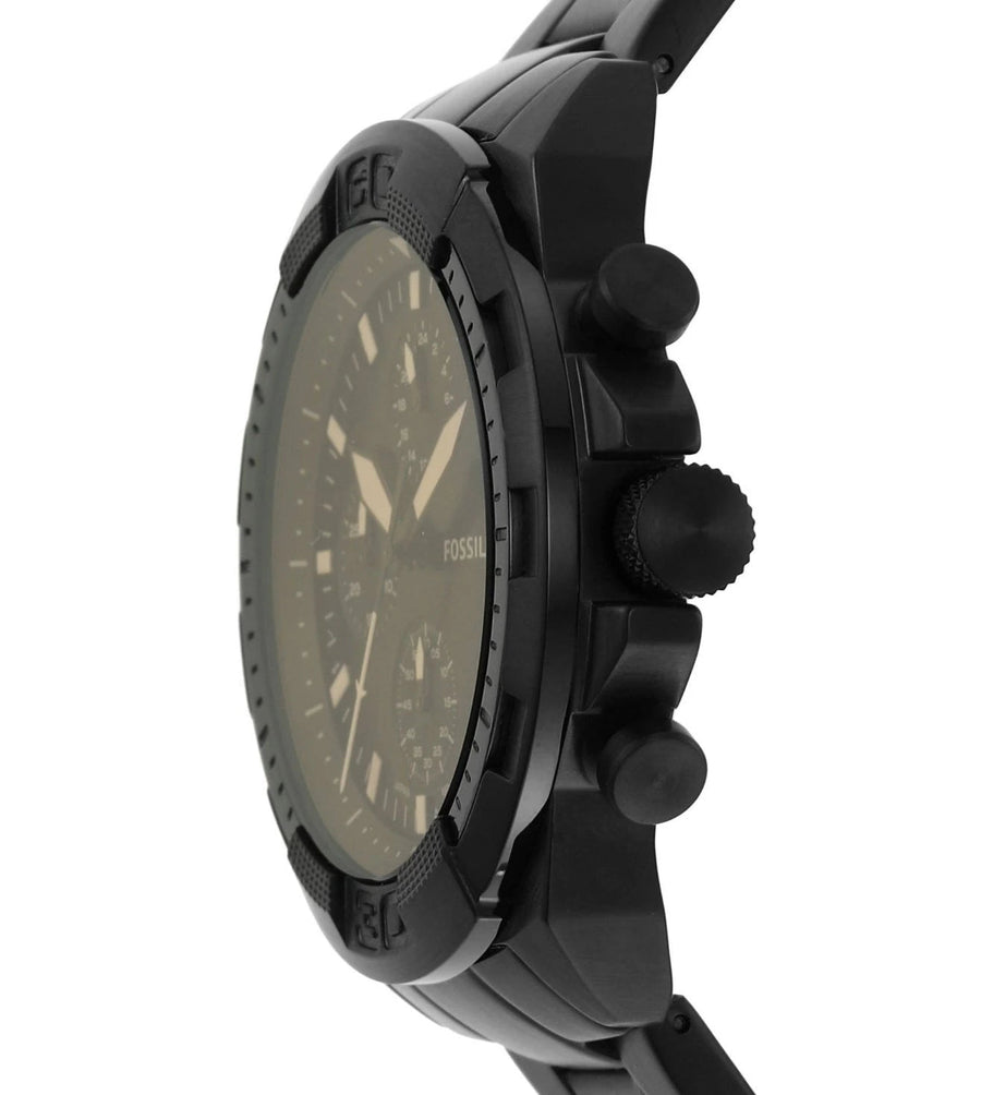 Fossil Bronson Chronograph Black Dial Black Steel Strap Watch for Men - FS5851