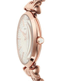 Emporio Armani Gianni T-Bar Crystals Silver Dial Rose Gold Steel Strap Watch For Women - AR11446