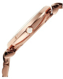 Emporio Armani Gianni T-Bar Crystals Silver Dial Rose Gold Steel Strap Watch For Women - AR11446