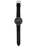 Emporio Armani Mario Chronograph Black Dial Black Leather Strap Watch For Men - AR11243