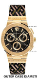 Versace Greca Chronograph Black Dial Brown Leather Strap Watch For Men - VEZ900621