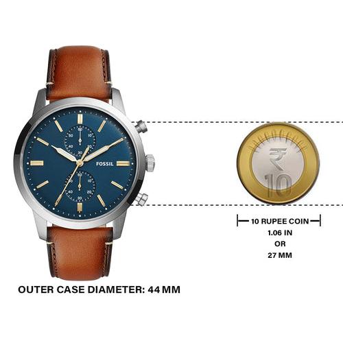 Fossil Townsman Chronograph Blue Dial Brown Leather Strap Watch for Men - FS5279