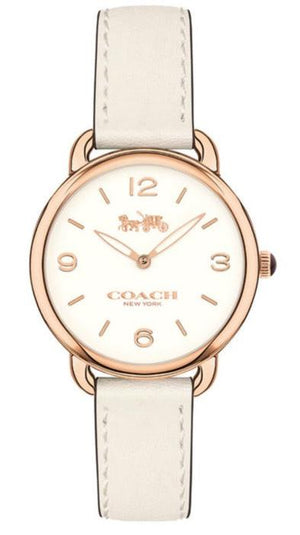 Coach Delancey White Dial White Leather Strap Watch for Women - 14502790