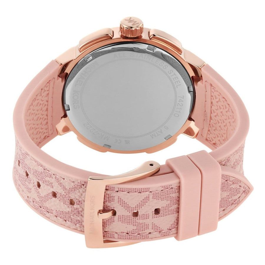 Michael Kors Sidney Multifunction White Dial Pink Silicone Strap Watch For Women - MK7222