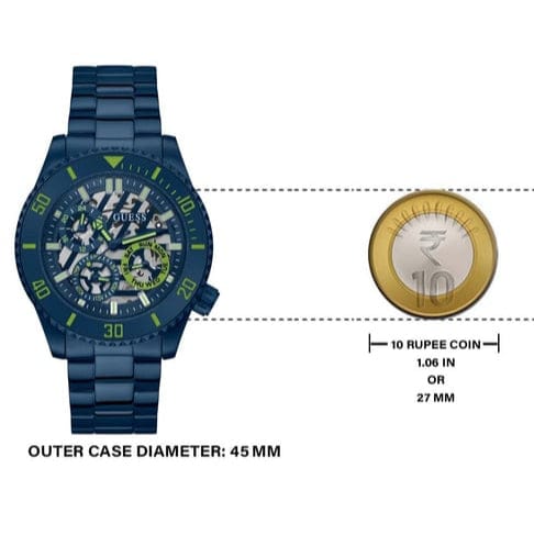 Guess Axle Multifunction Navy Blue Dial Blue Steel Strap Watch For Men - GW0488G4