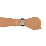 Guess Queen Quartz Crystals Rose Gold Dial Blue Silicone Strap Watch For Women - GW0536L5