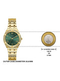 Guess Cosmo Diamonds Green Dial Gold Steel Strap Watch for Women - GW0033L8