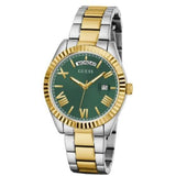 Guess Luna Quartz Green Dial Two Tone Steel Strap Watch For Women - GW0308L5