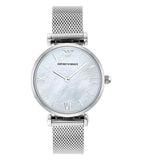 Emporio Armani Gianni T Bar Mother of Pearl Dial Stainless Steel Strap Watch For Women - AR1955